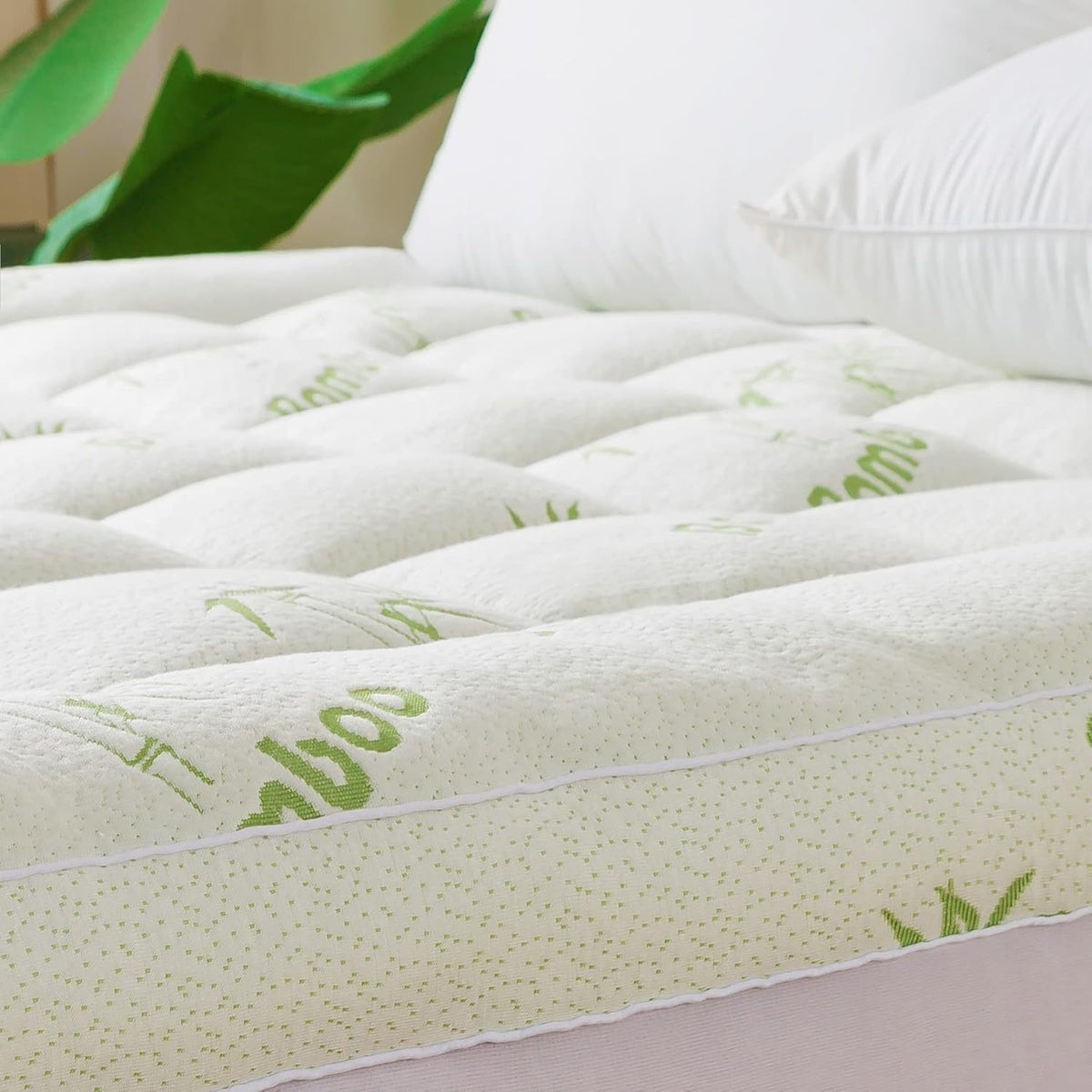 450GSM Bamboo Mattress Topper with Pillow, 8-21" Deep Pocket Cooling Bed Pad for Hot Sleepers, Machine Washable